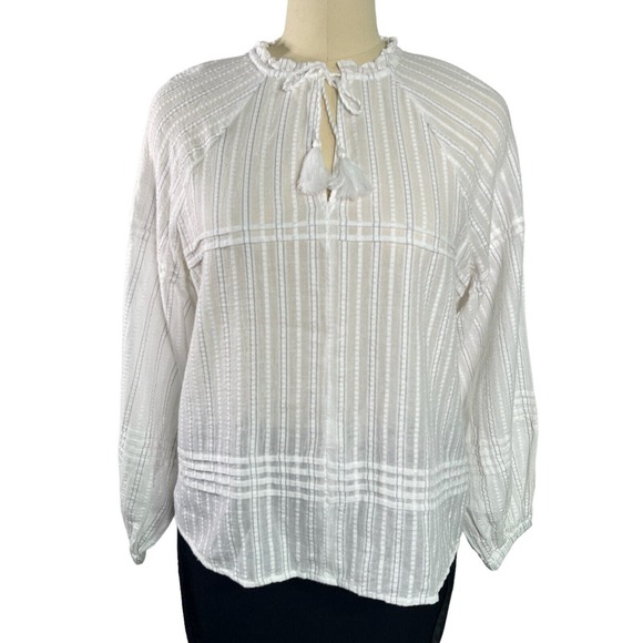 INC International Concepts Blouse Women's Peasant Top Cast Bohemian, White Sz L - Picture 2 of 11